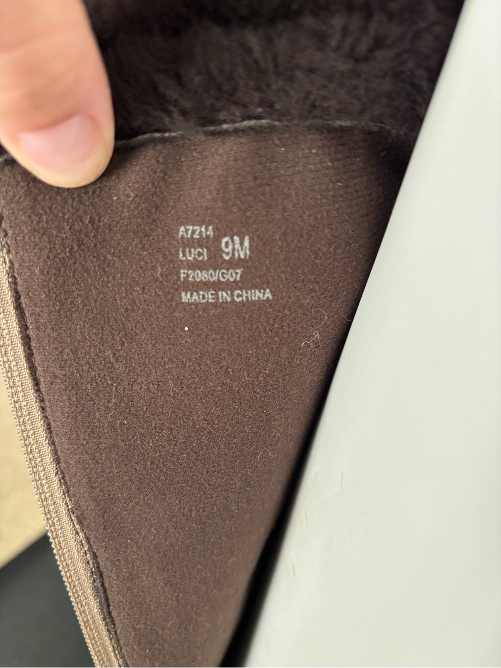Coach Brown Logo Pattern Suede Fur-Trim Heeled Boots - Picture 4 of 4